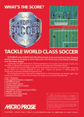 MicroProse Soccer box cover back